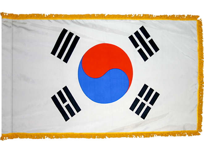 South Korea Indoor Presentation Flagpole Set - Oak Pole