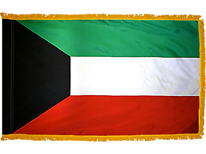 Kuwait Indoor Presentation Flagpole Set - Oak Pole