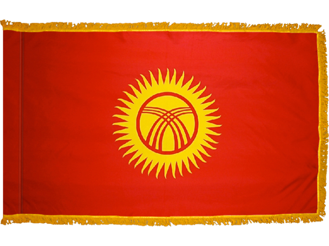 Kyrgyzstan Indoor Presentation Flagpole Set - Oak Pole