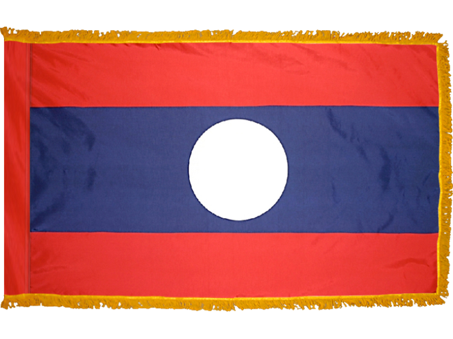Laos Indoor Presentation Flagpole Set - 11' Gold Pole