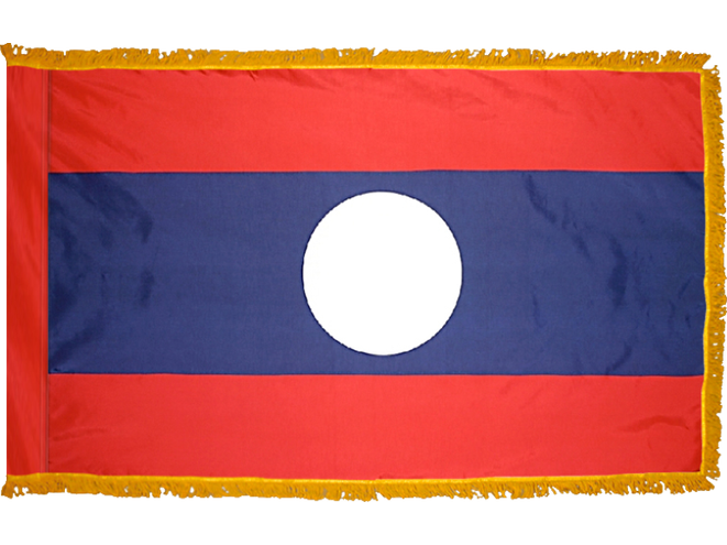 Laos Indoor Presentation Flagpole Set - Oak Pole