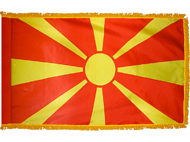 Macedonia Indoor Presentation Flagpole Set - Oak Pole