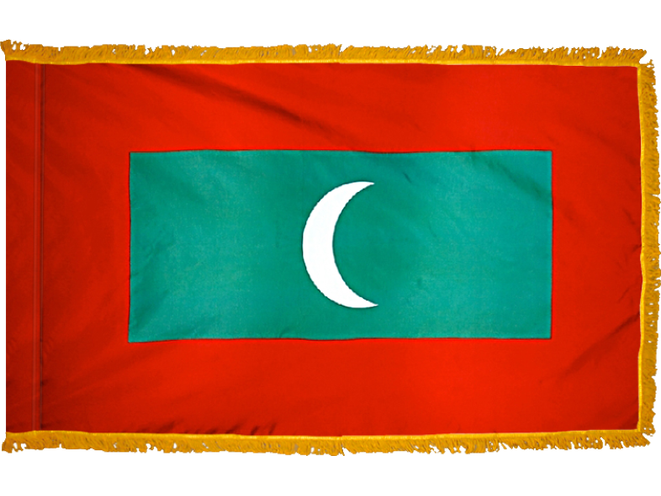 Maldives Indoor Presentation Flagpole Set - 11' Gold Pole
