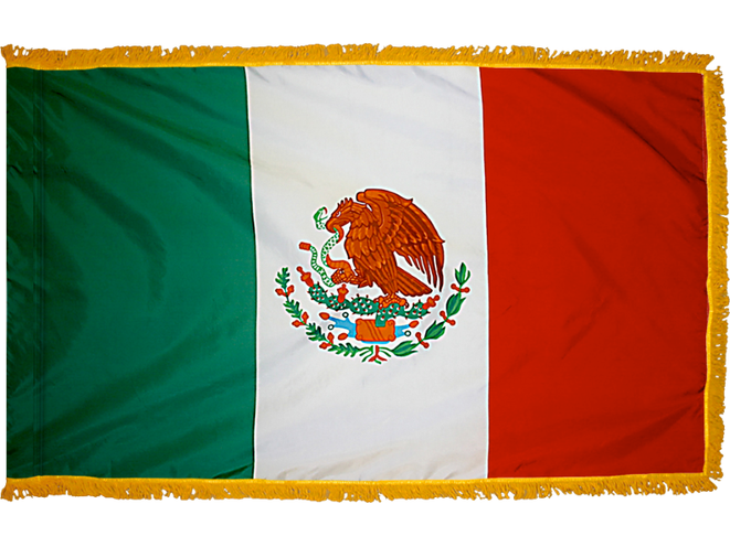 Mexico Indoor Presentation Flagpole Set - 11' Gold Pole