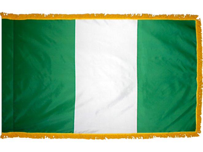 Nigeria Indoor Presentation Flagpole Set - 11' Gold Pole