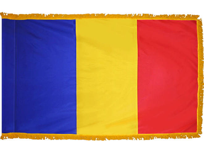 Romania Indoor Presentation Flagpole Set - 11' Gold Pole