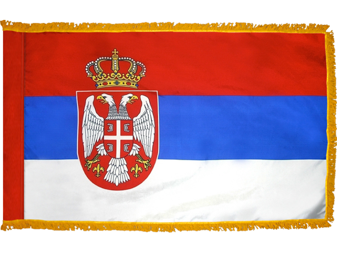 Serbia Indoor Presentation Flagpole Set - Oak Pole