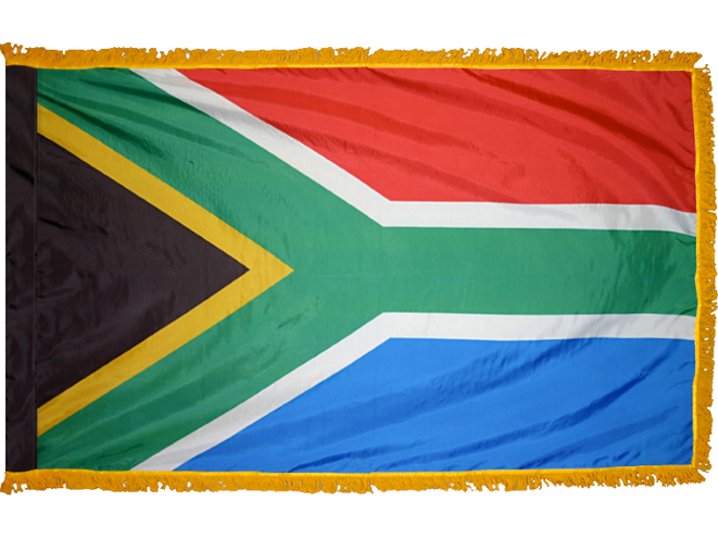 South Africa Indoor Presentation Flagpole Set - 11' Gold Pole