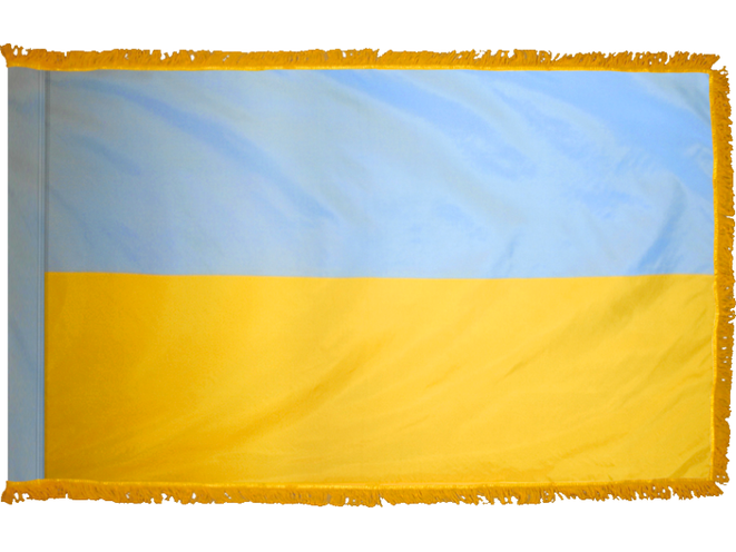 Ukraine Indoor Presentation Flagpole Set - Oak Pole